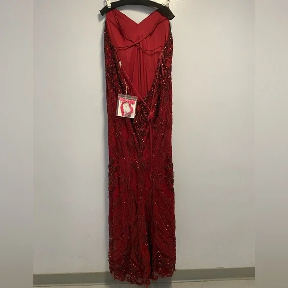 NWT Morillee By Madeline Gardener Sangria Elegant Prom Dress Size 24 Style 47206 - Picture 3 of 10